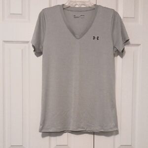 Under Armour Women's Silver V-Neck Short Sleeve Top